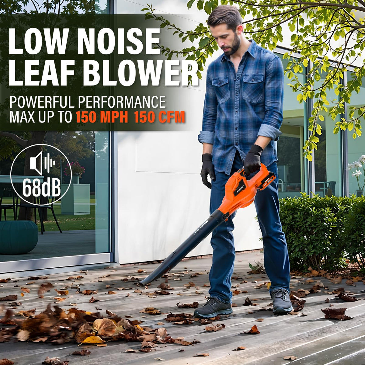 MAXLANDER copper-motor leaf blower delivers strong airflow with efficiency.