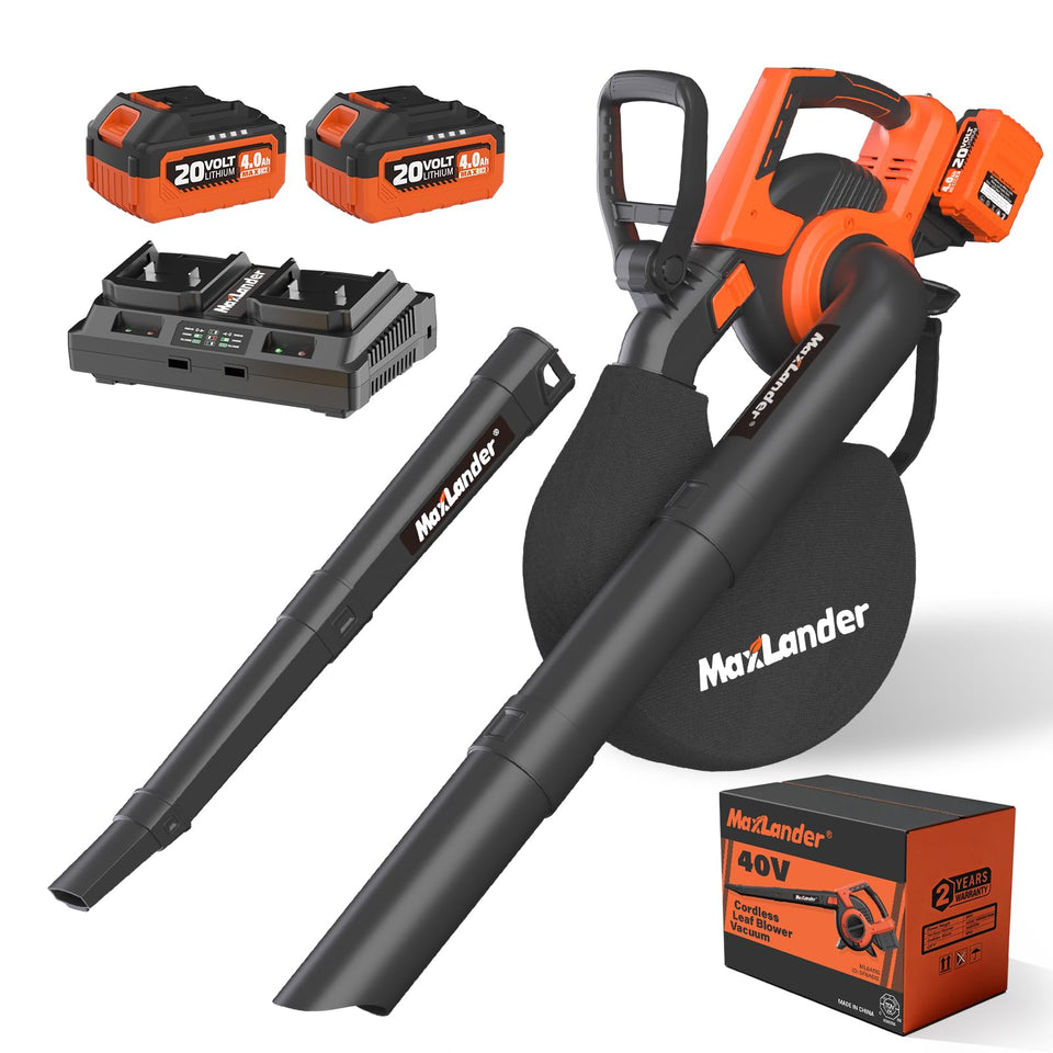 MAXLANDER cordless leaf blower with bag enables quick yard cleanup.