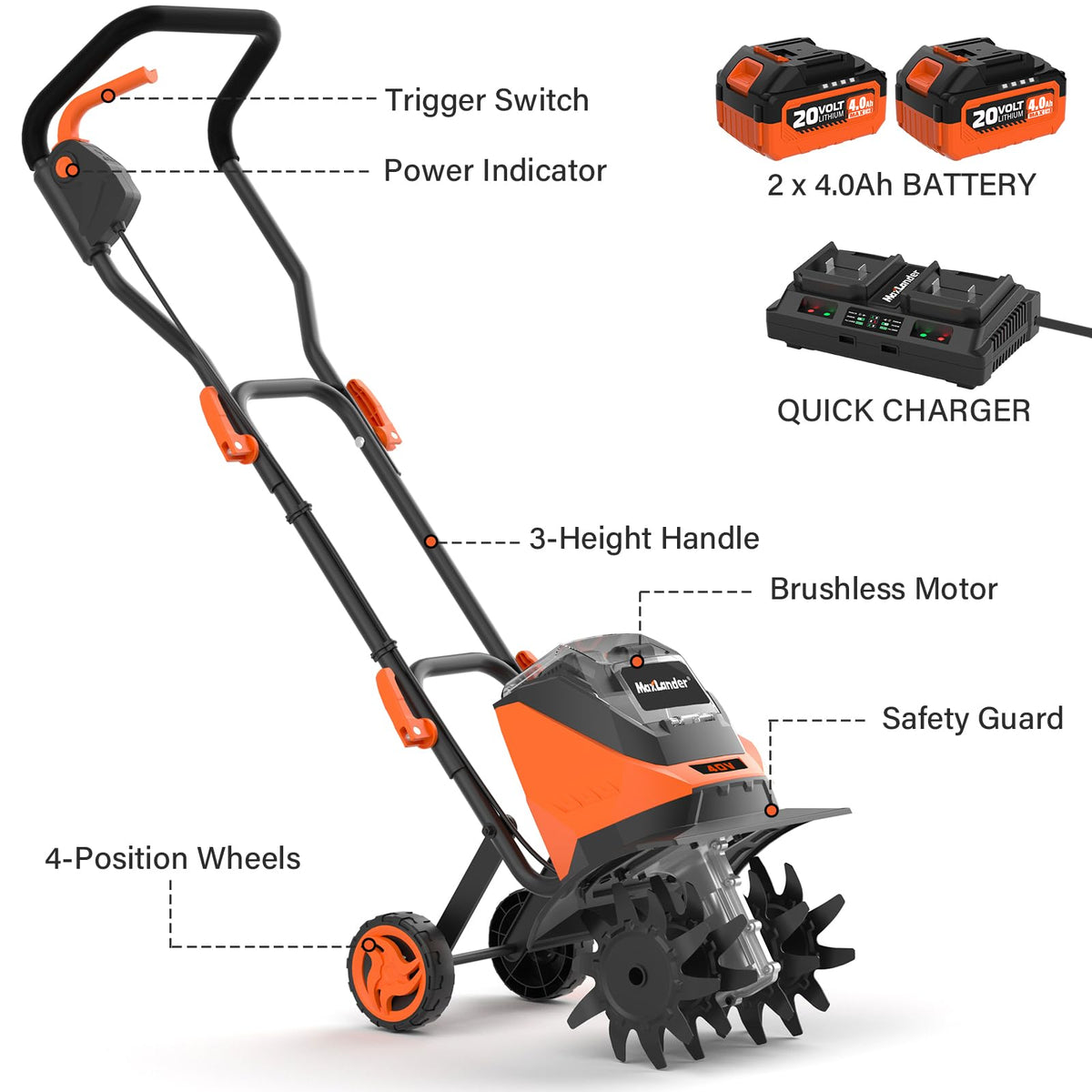 MAXLANDER double safety start feature prevents accidental activation