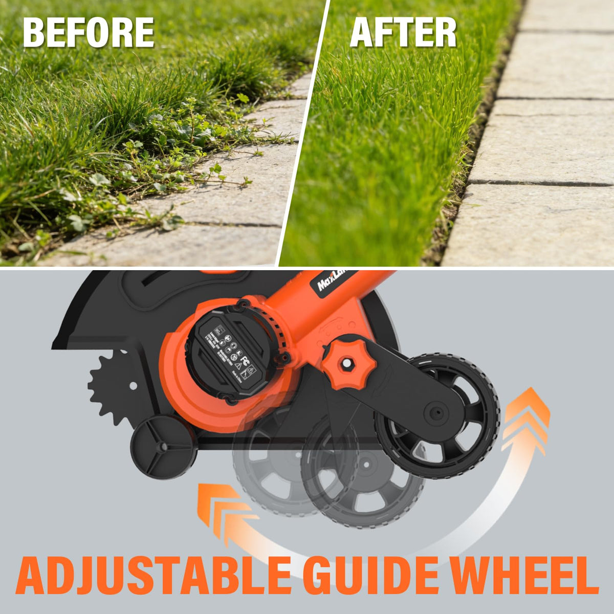 Maxlander edger weighs 8.8 lbs for easy one-handed handling.