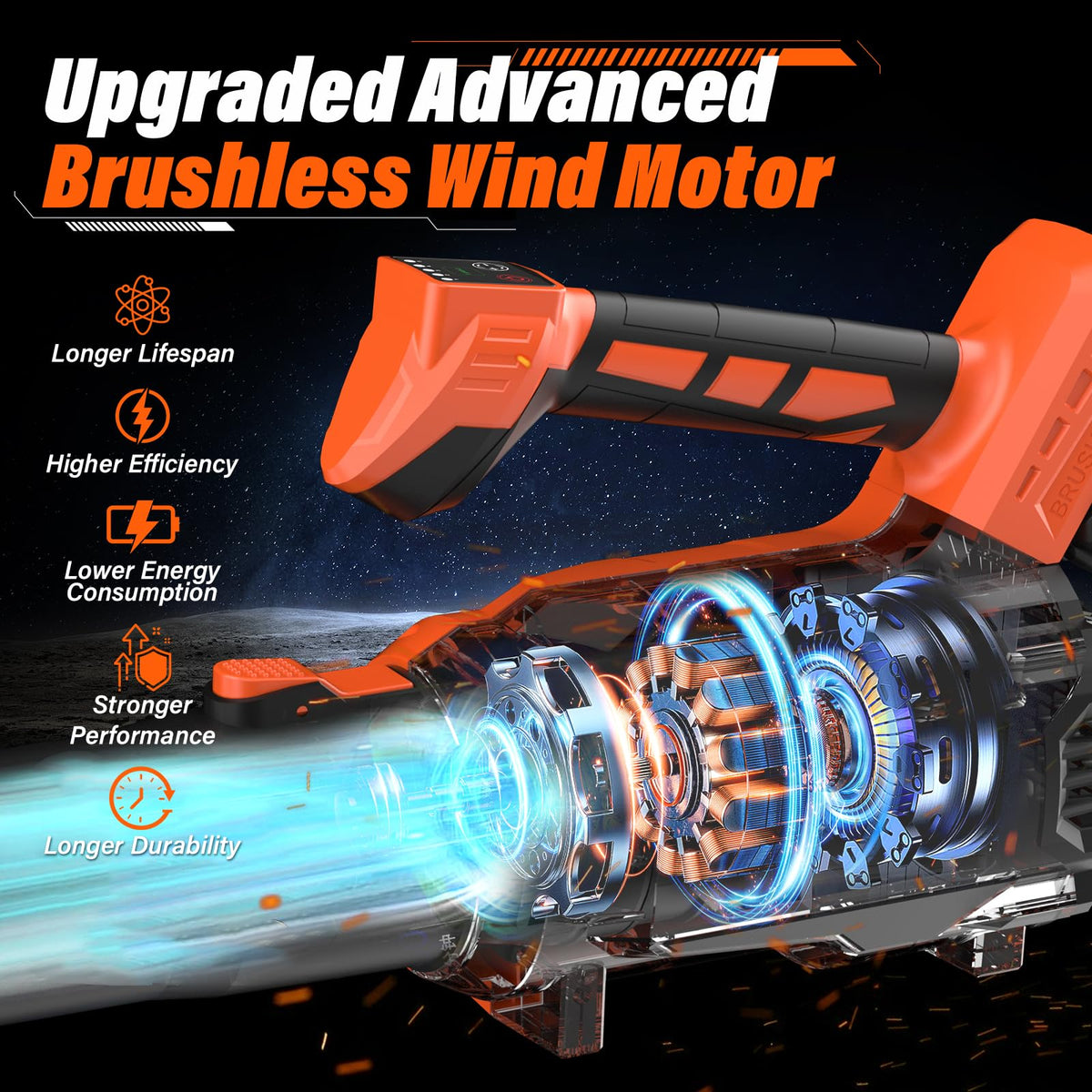 MAXLANDER batteries provide long-lasting power for extended yard cleanup sessions.