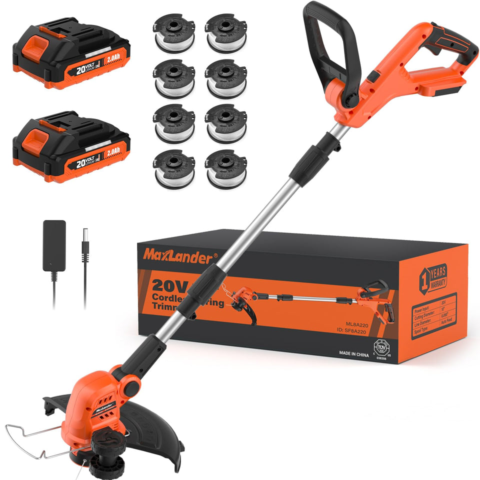 MAXLANDER Weed Wacker cordless 20V 12-inch ready for trimming and edging.