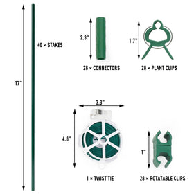 MAXPACE connectors, rotatable clips, and twist tie for versatile configurations
