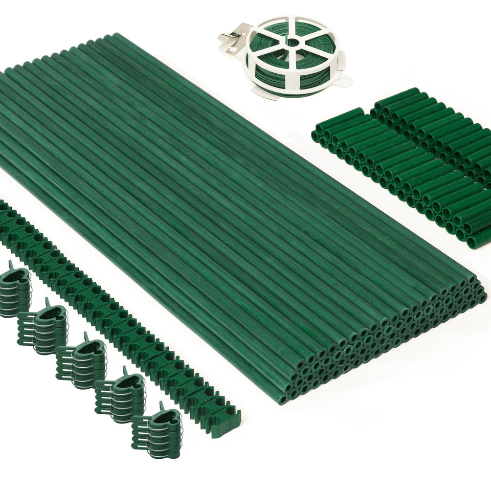 MAXPACE garden stakes kit with 80 fiberglass stakes for sturdy plant support.