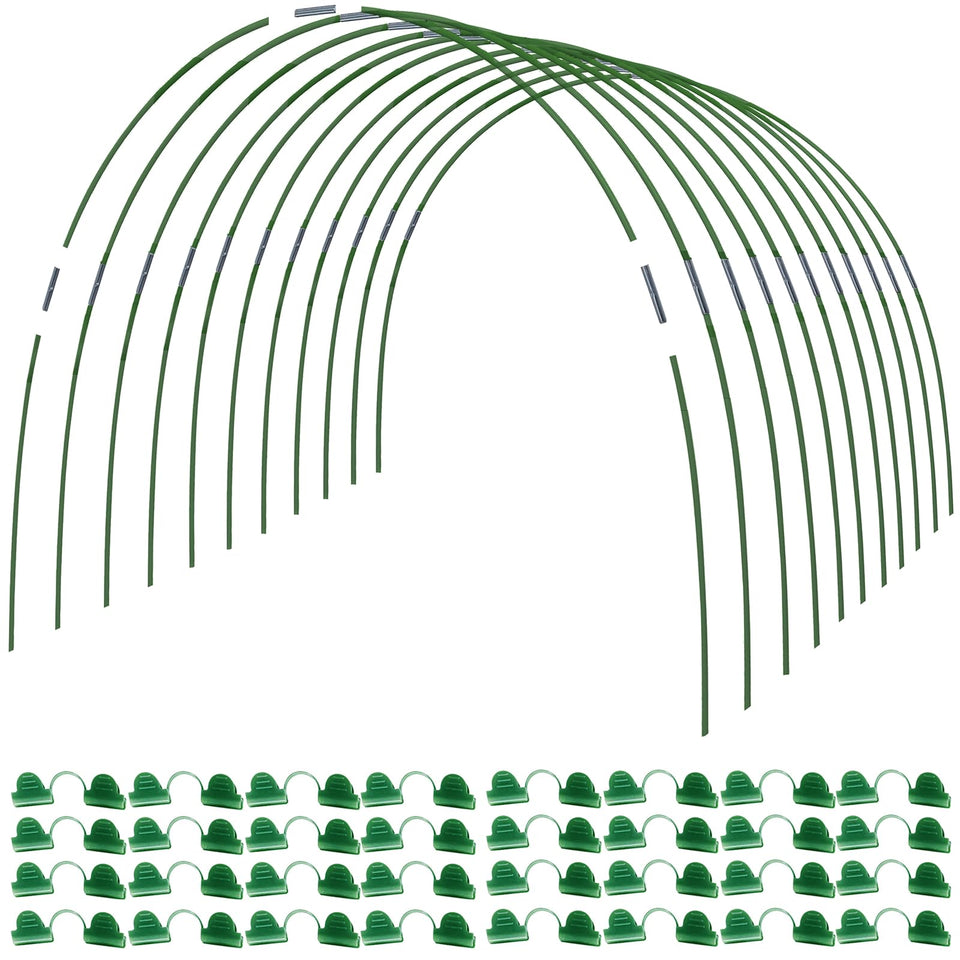 MAXPACE greenhouse hoops bent and connected for a customizable grow tunnel