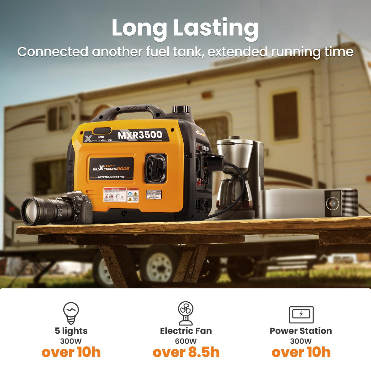 MaXpeedingrods 3500W inverter generator in use camping for quiet power
