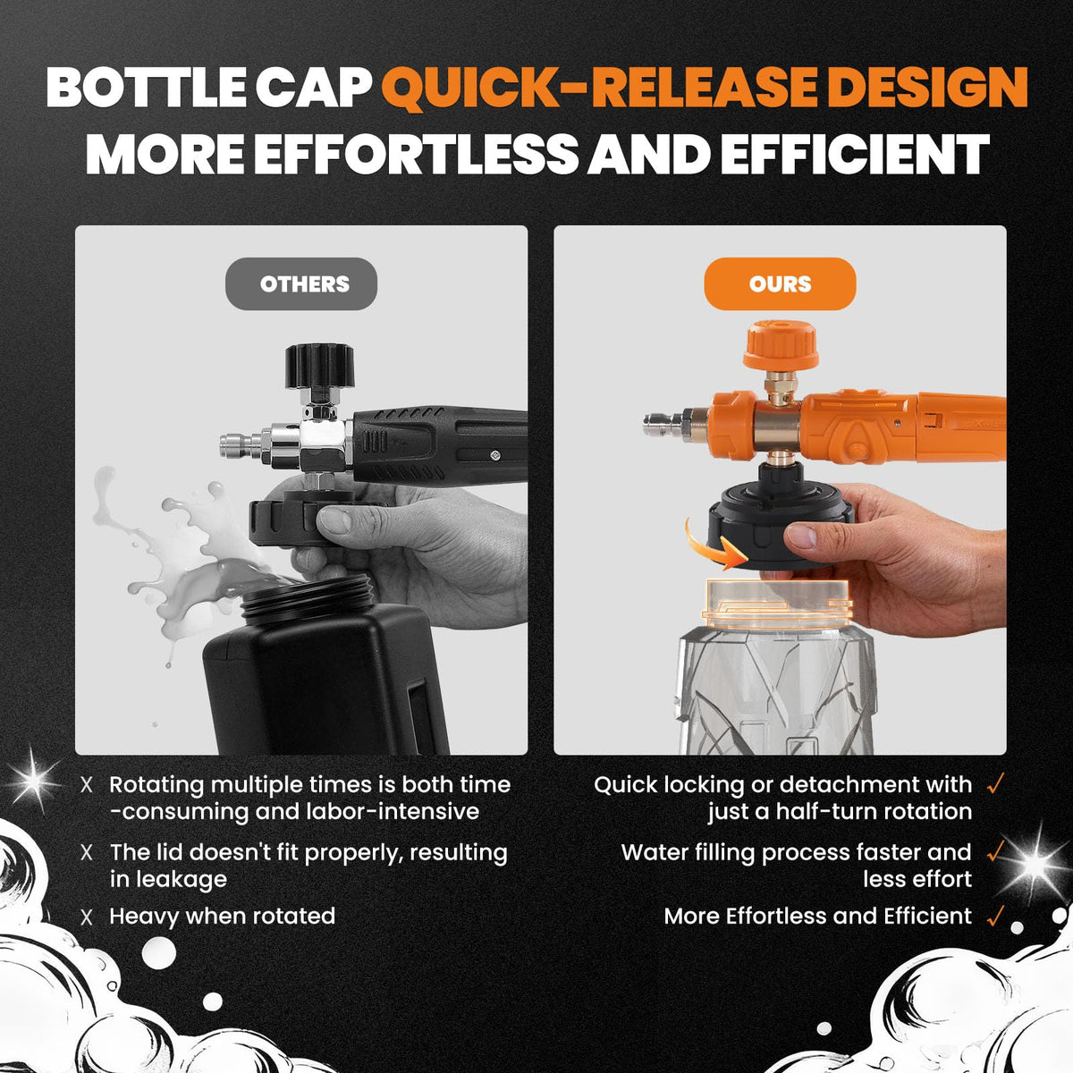 maxpeedingrods foam cannon front-dial shows precise spray options for targeted cleaning