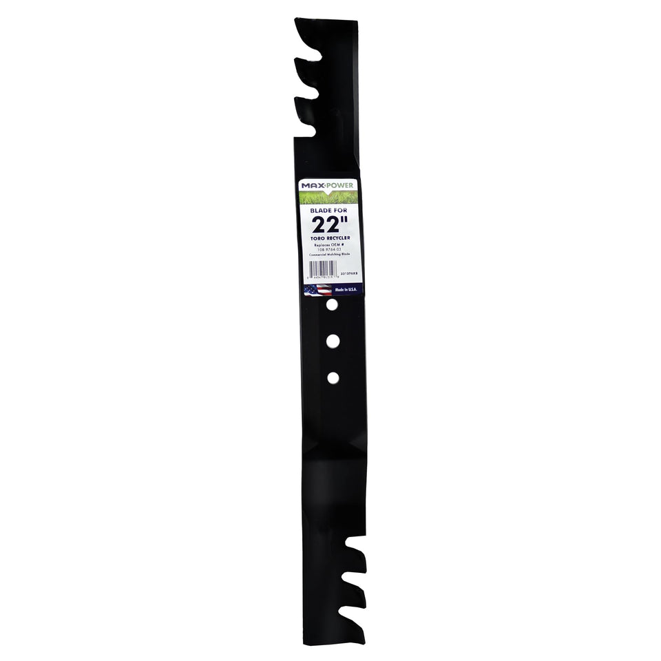 MaxPower 331376XB mulching blade for 22-inch Toro Recycler delivers clean cuts.