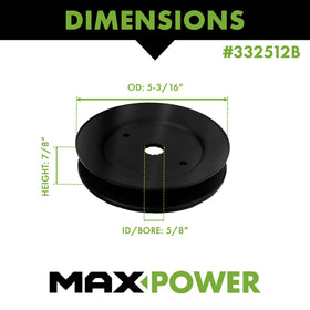 MaxPower 332512B spindle pulley side view ensuring smooth belt operation