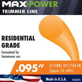 MaxPower 0.095 inch diameter round line for precise trimming.