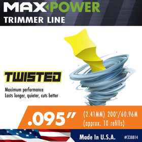 Optic yellow 200-foot MaxPower spool ready for yard work and improved visibility