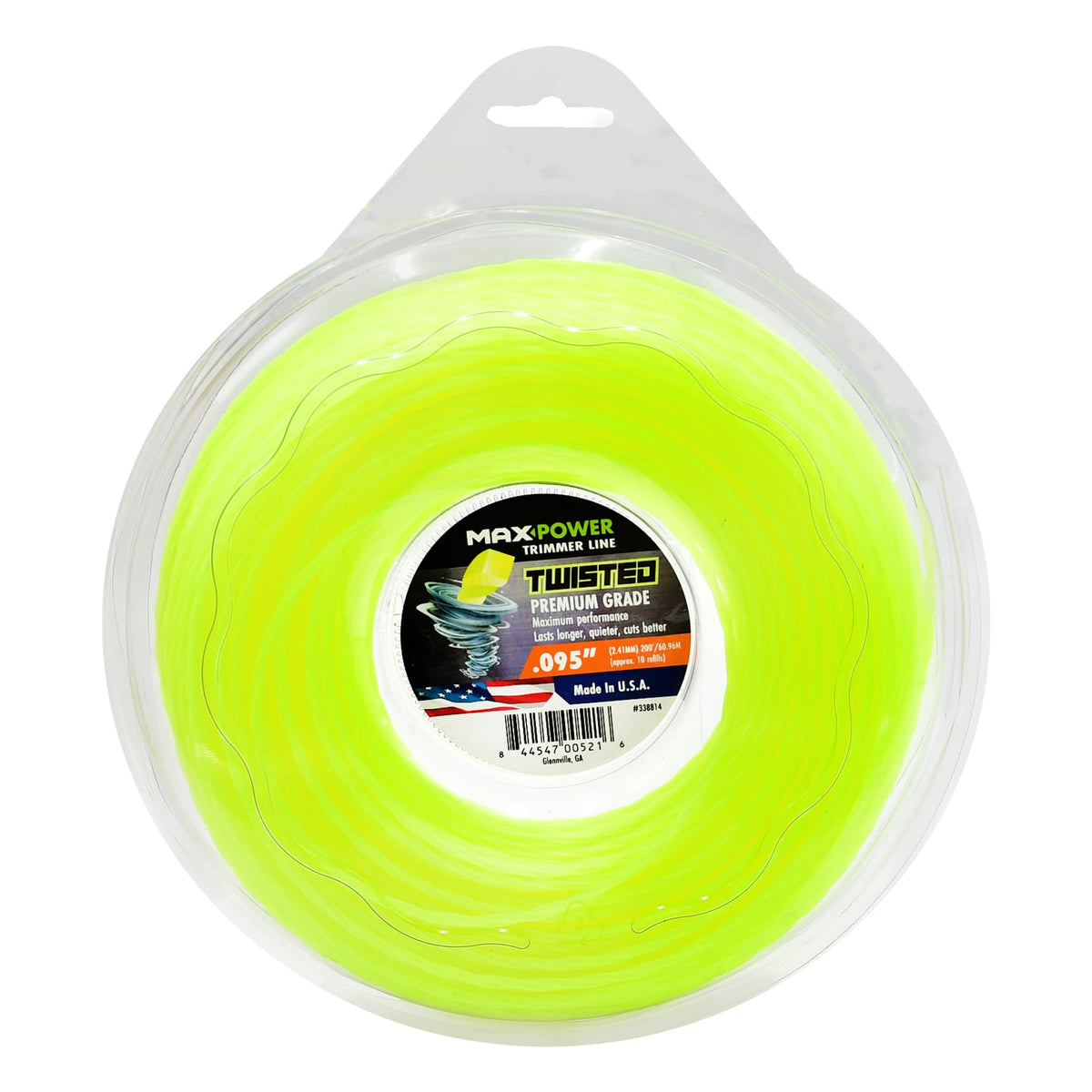 MaxPower 338814 twisted trimmer line on a spool for smooth cuts and reduced drag