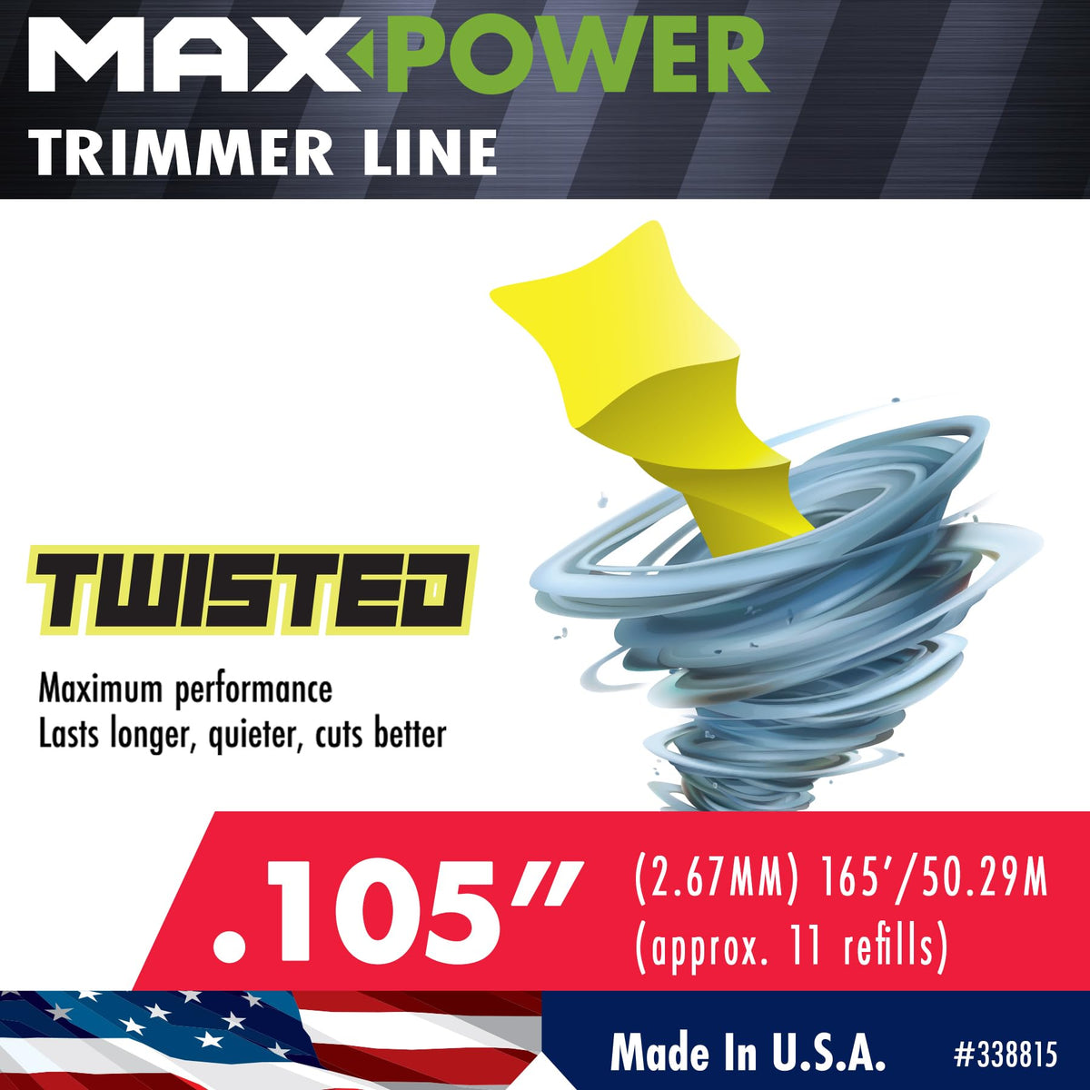 MaxPower 338815 165-foot length shown for extended use on reels.