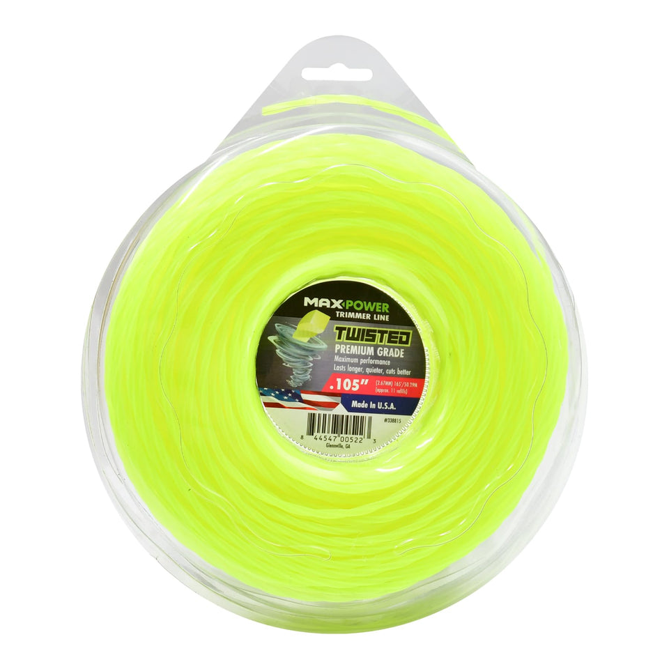 MaxPower 338815 twisted trimmer line 0.105 inch for clean, efficient cuts.