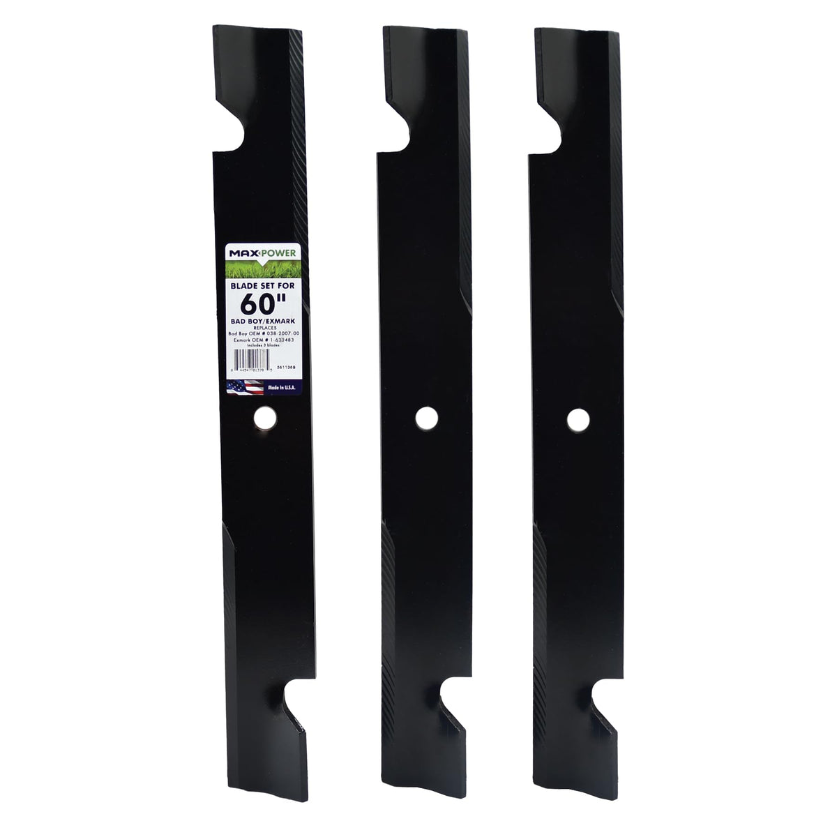MaxPower 561136B three high lift blades for efficient mowing