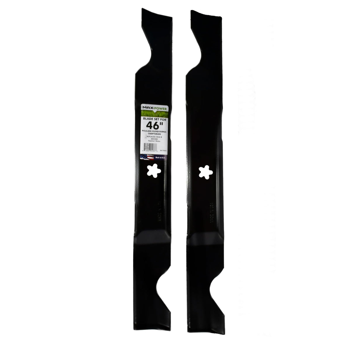 MaxPower 561739B two blades for 46-inch decks deliver a balanced, even cut.