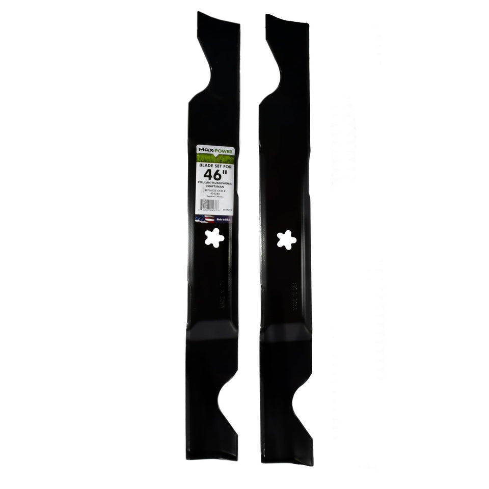 MaxPower 561739B two blades for 46-inch decks deliver a balanced, even cut.
