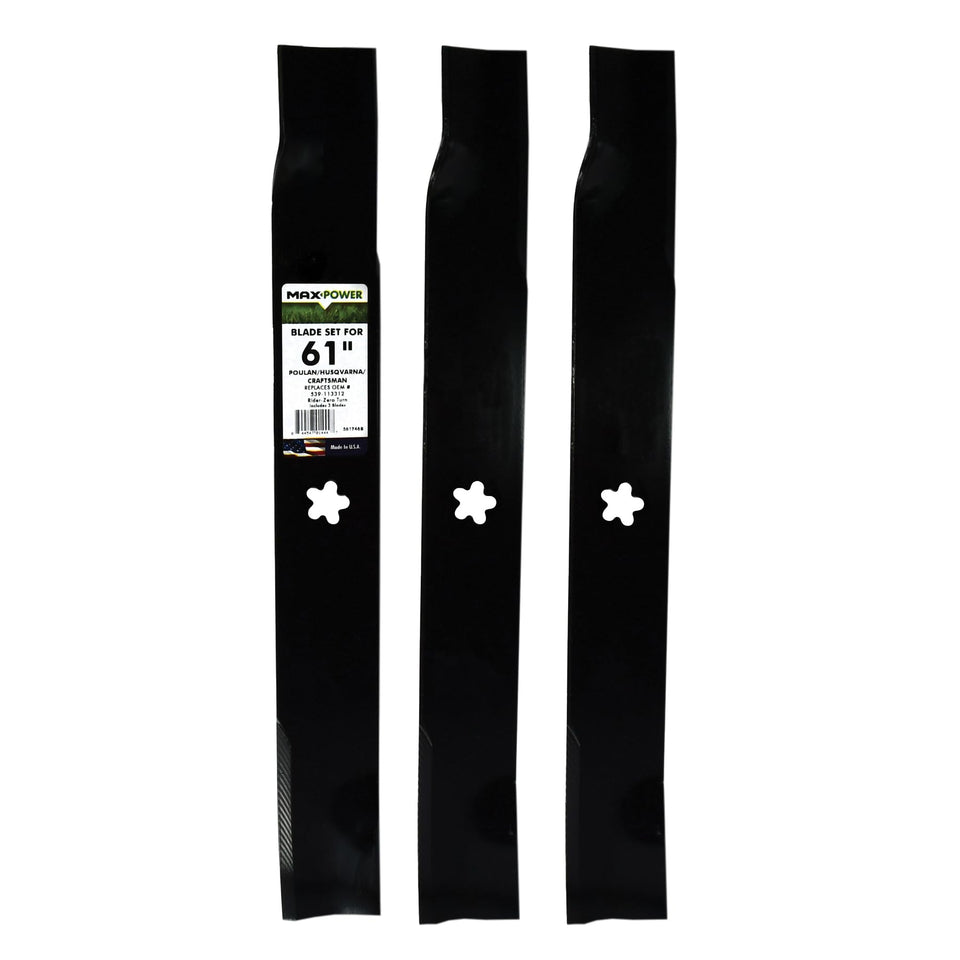 MaxPower 561746B three-blade pack ready for 61-inch mowers