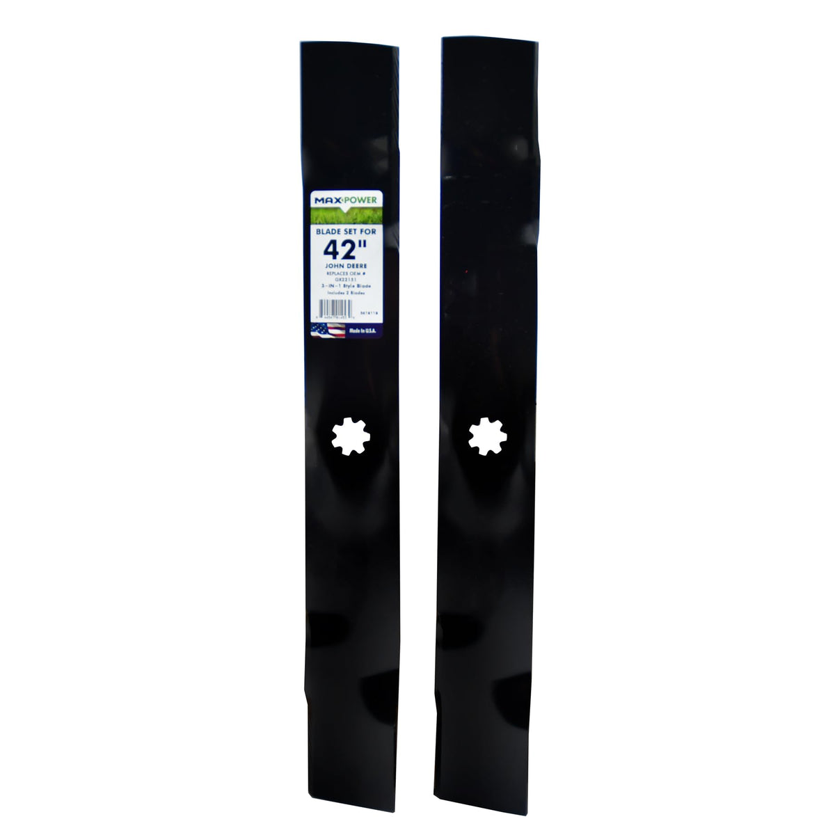 Maxpower 561811B blade set for 42-inch mowers with precision cutting edges.