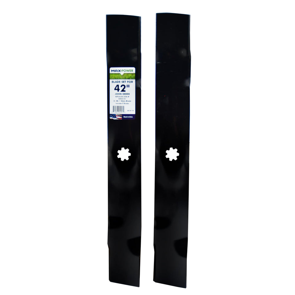 Maxpower 561811B blade set for 42-inch mowers with precision cutting edges.