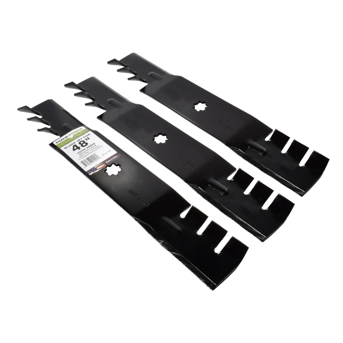 MaxPower 561812XB blade showing 17-inch length for 48-inch decks.
