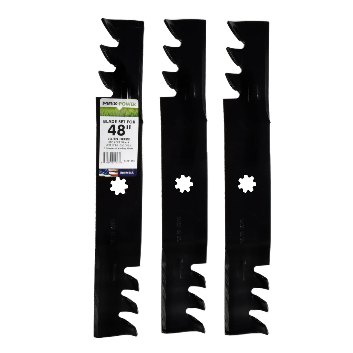 MaxPower 561812XB three-n-one mulching blades in a set for precise mulching.