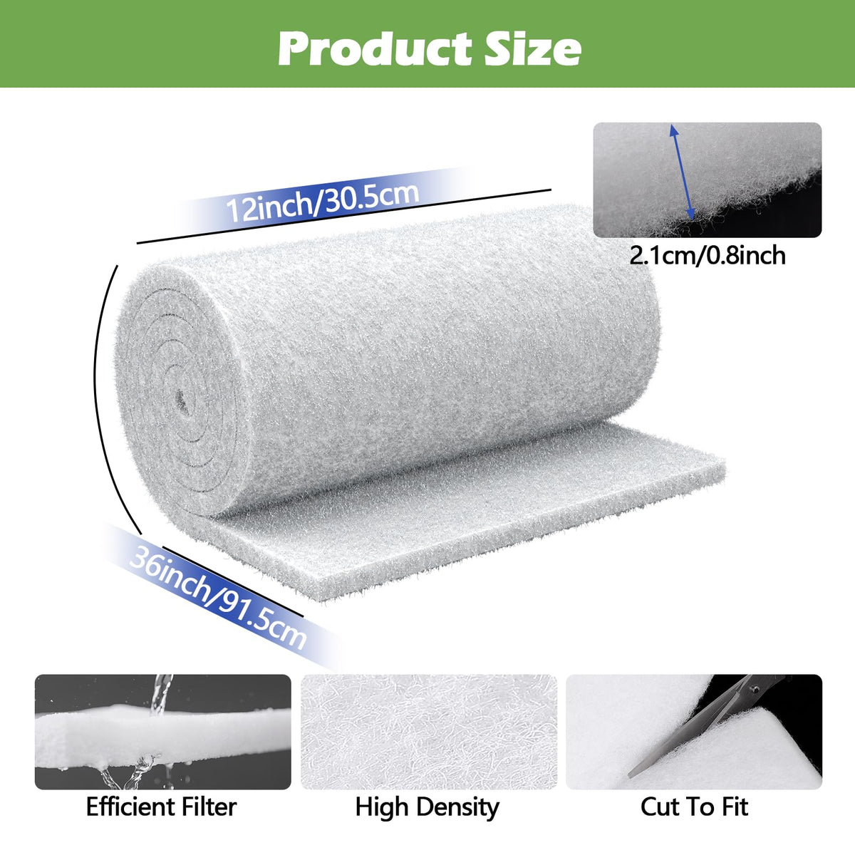 MAXTBEE Classic pond filter pad cut-to-fit for customizable filter sizing.