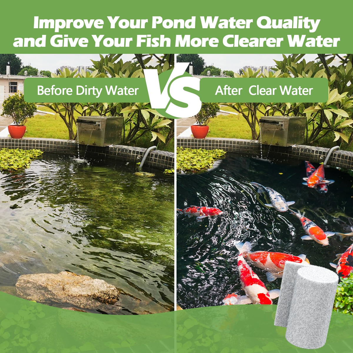 MAXTBEE Classic pond filter pad open-fiber design supports high water flow.