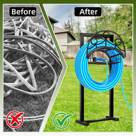 Detachable MAXZONE hose holder with storage basket keeps front yard hoses organized