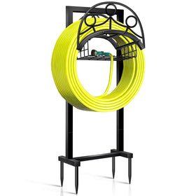 MAXZONE garden hose holder with sturdy metal stand offering durable outdoor storage and organization