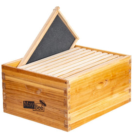 MayBee 10-frame Langstroth beehive box with cedar finish and beeswax coating for durability