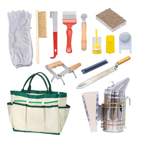MayBee 14pc beekeeping tools with bee smoker for calm hive inspections.