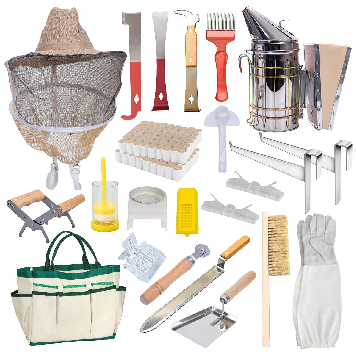 MayBee bee-keeper starting kit 24-pcs for a complete beginner beekeeping setup.