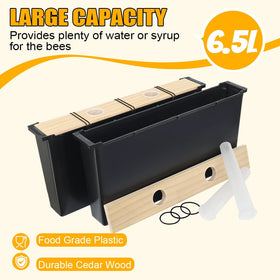 MayBee grooved-entry design guides bees to syrup, reducing spill risk.