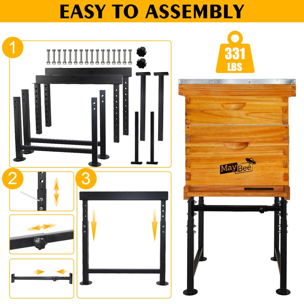 MayBee hive stand on uneven terrain maintaining stability and airflow