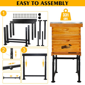 MayBee hive stand on uneven terrain maintaining stability and airflow