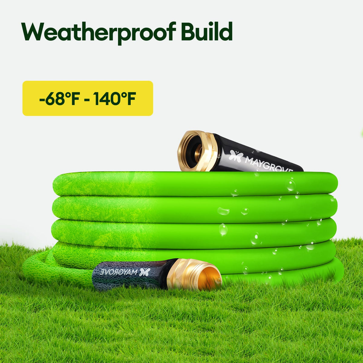 Maygrove 600psi burst-rated hose supports powerful car washing sessions.