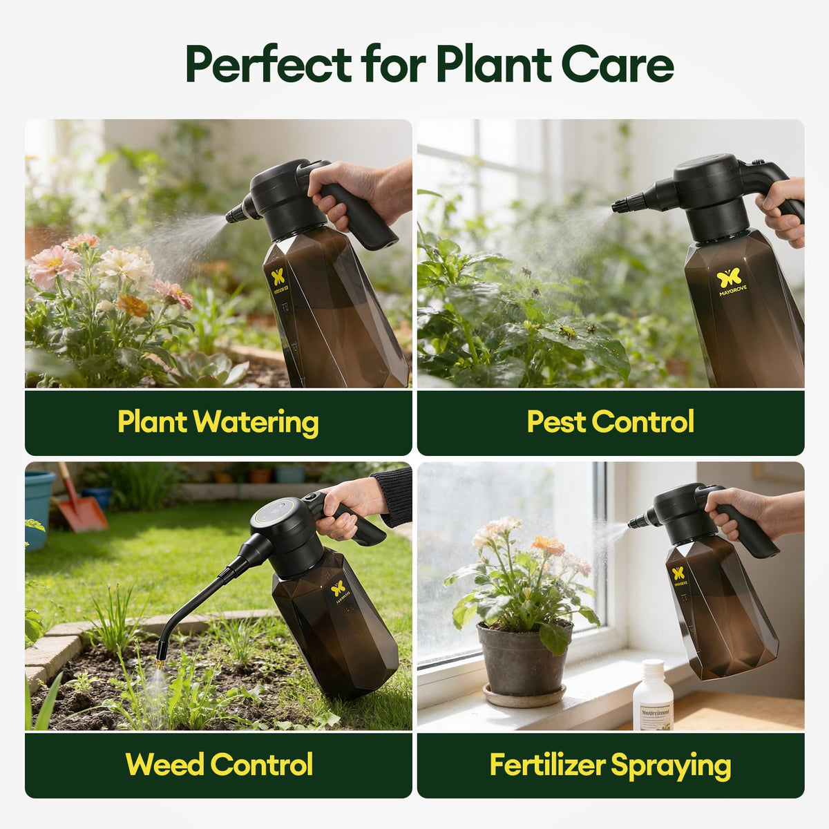 MAYGROVE battery indicator helps monitor power during gardening tasks.