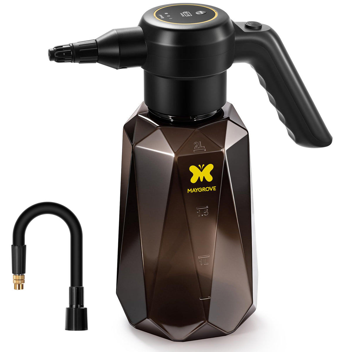 MAYGROVE battery-powered sprayer with 0.5 gallon tank for easy, consistent watering.