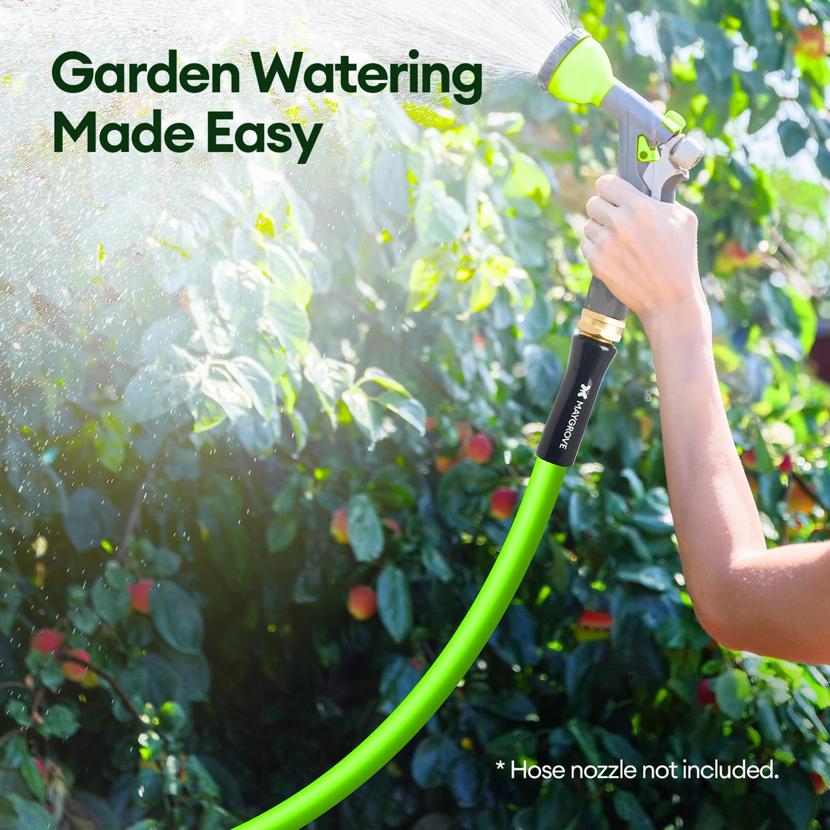 Maygrove versatile hose for plant care, lawn watering, and pool cleanup.