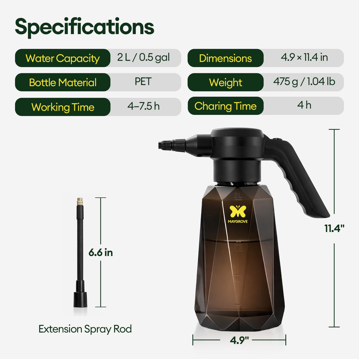 MAYGROVE ergonomic extension wand reaches high or hard-to-access plants.