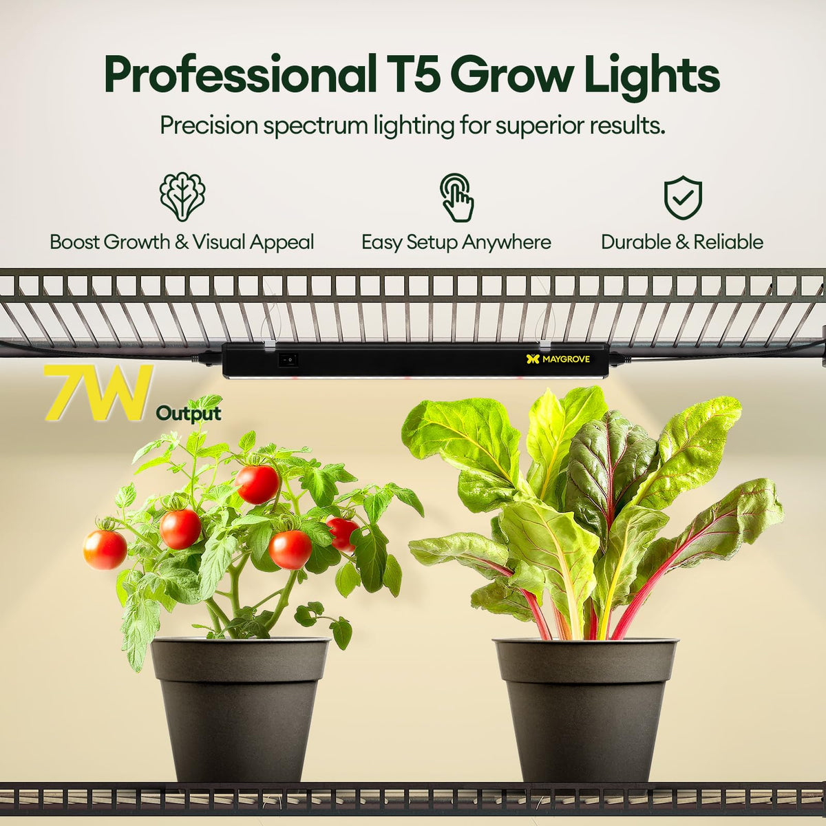 Maygrove T5 strip provides 5000K white light for vibrant leaf growth