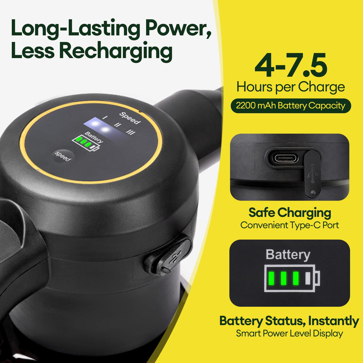 MAYGROVE USB Type-C fast charging keeps the sprayer ready to use.