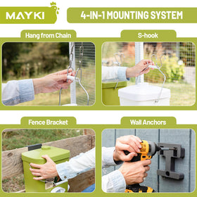 MAYKI no-waste feeder port close-up showing spill reduction and cleaner feed