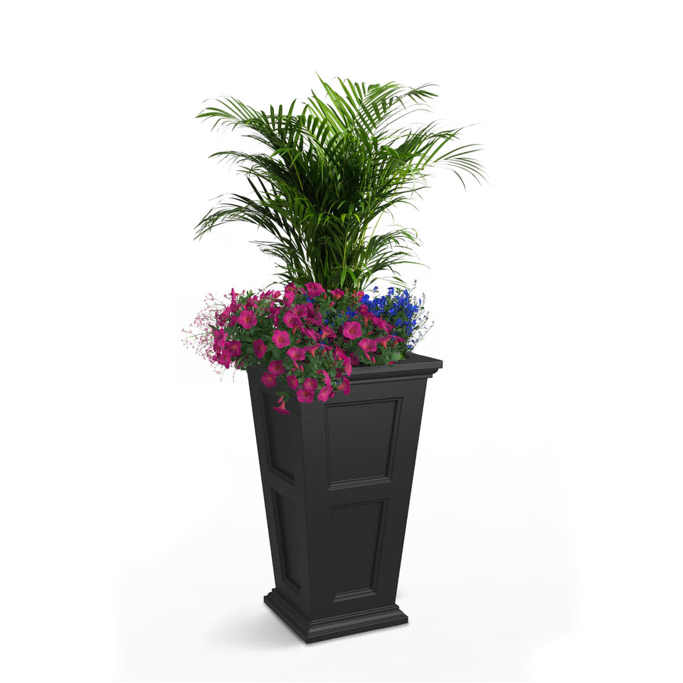 Mayne Fairfield 28-inch tall planter with fade-resistant exterior for outdoor use