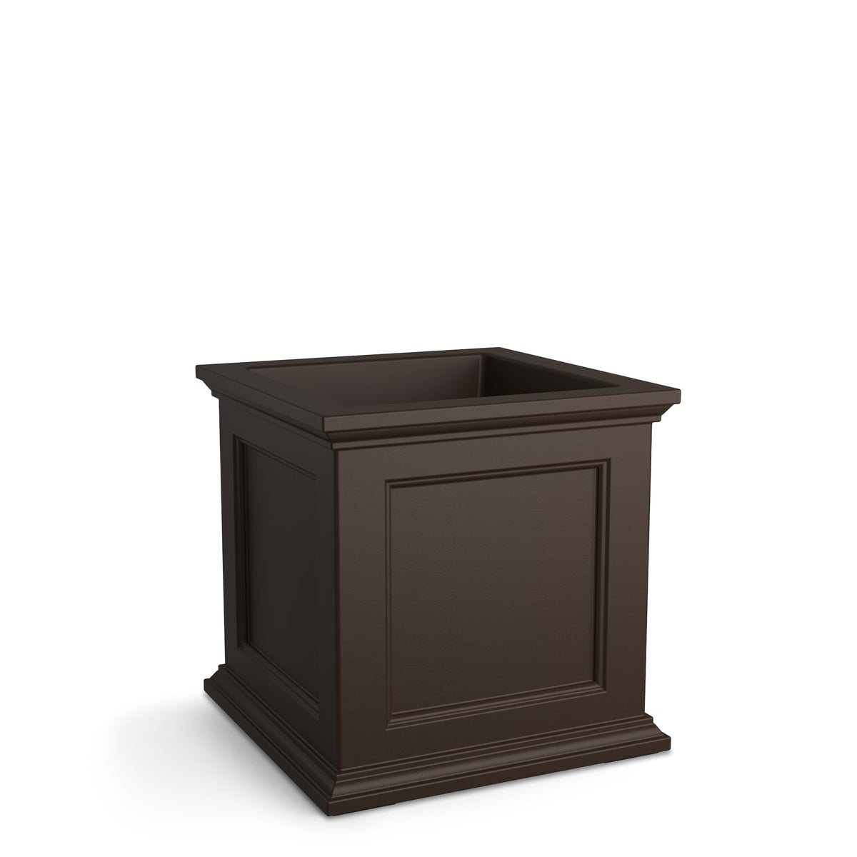 Mayne Fairfield espresso outdoor planter complements porches with weather-ready style