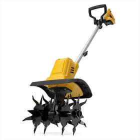 Mayoki cordless brushless tiller with a ten-inch path for faster garden bed prep.