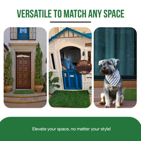 MAYSHINE weather-ready turf dries quickly after rain for outdoor use.