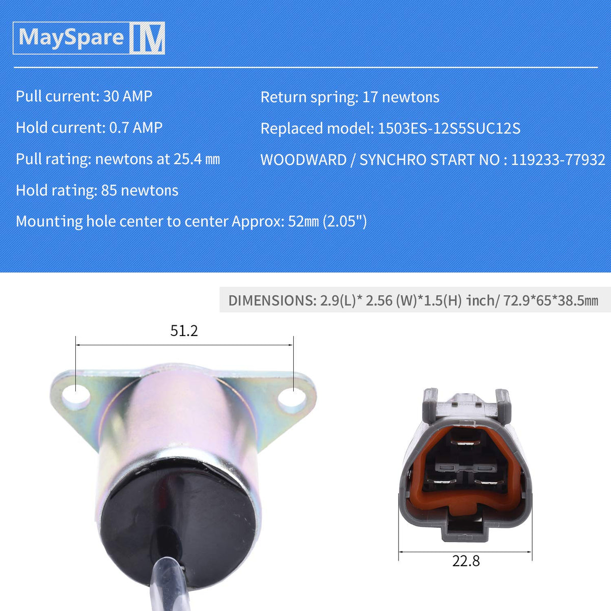 MaySpare Woodward 1503es-12s5suc12s cover detail enables precise installation