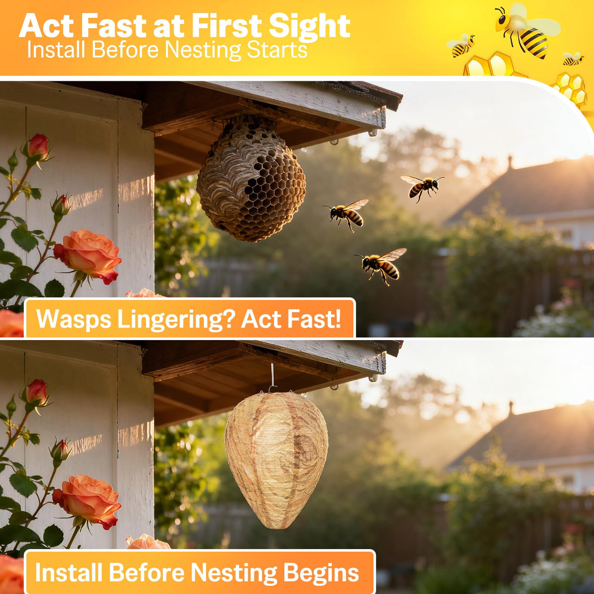 Mazholoths outdoor protection for patio and deck areas against wasps.
